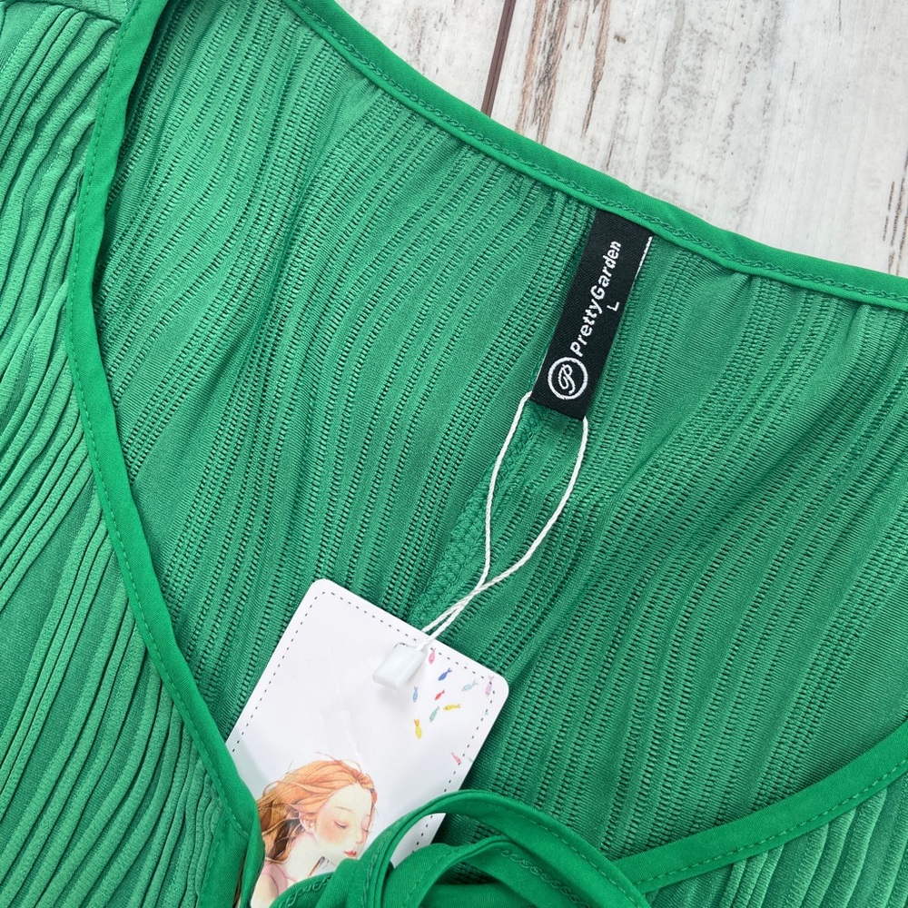 Pretty Garden Tie Front Maxi Dress – Long Sleeve Bodycon Cocktail Dress, Size L - Picture 8 of 16